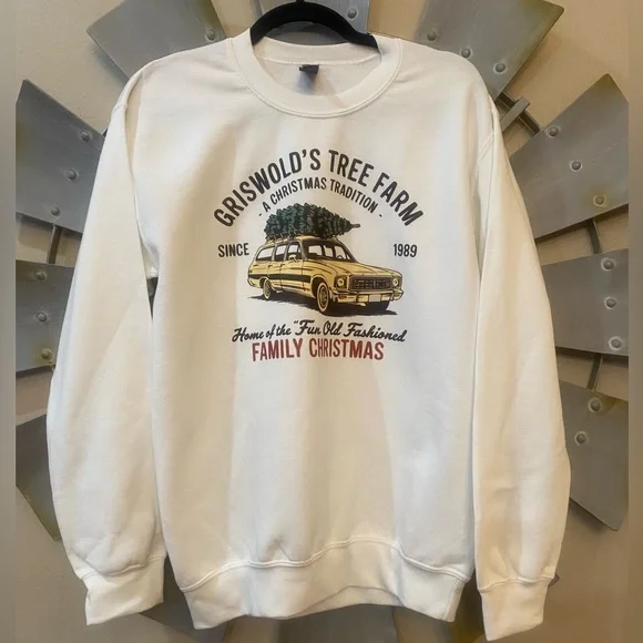 NEW Gildan Griswold’s White Christmas Tree Farm Sweatshirt - Picture 1 of 3